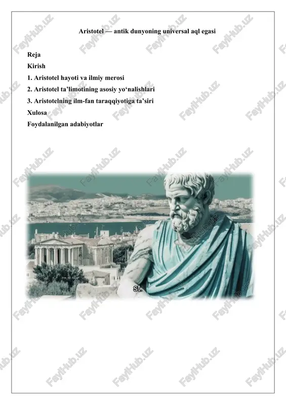 aristotelning falsafiy merosi — DOCX