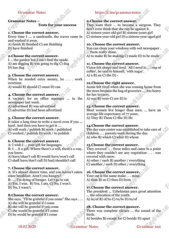 grammar test — PDF