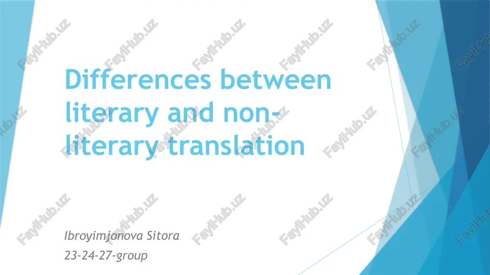differences between literary and non-literary translation — PPTX