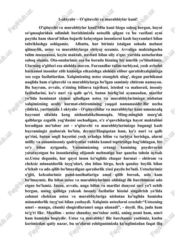 o'qituvchi va murabbiylar kuni — DOCX