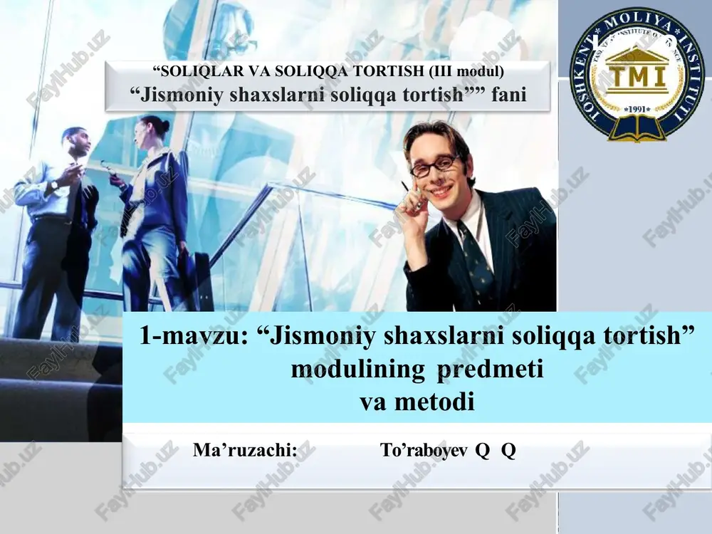"jismoniy shaxslarni soliqqa tortish" — DOCX
