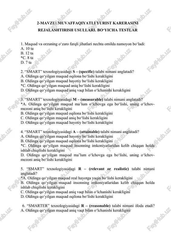 muvaffaqiyatli yurist karerasini rejalashtirish usullari — DOCX
