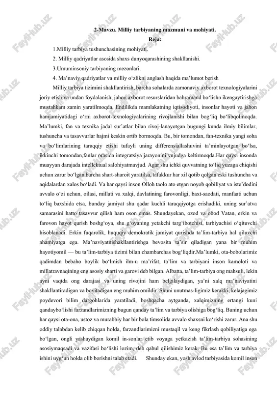 milliy tarbiya — DOCX