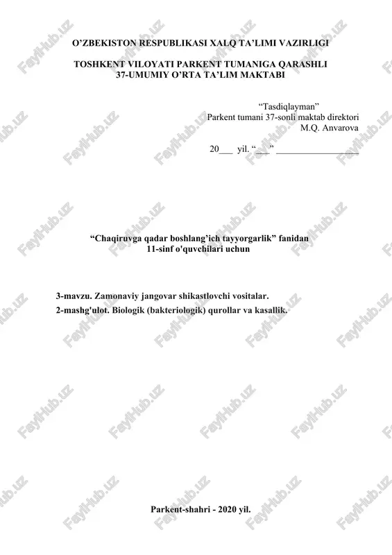 biologik (bakteriologik) qurollar va kasallik — DOCX
