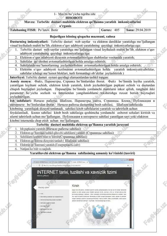 turbosite dasturi — DOCX