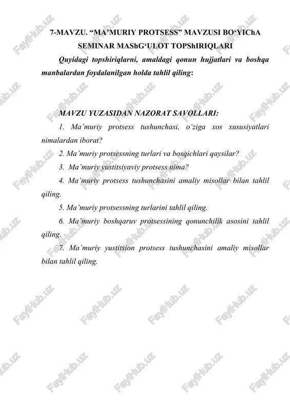 ma’muriy protsess seminar — DOCX
