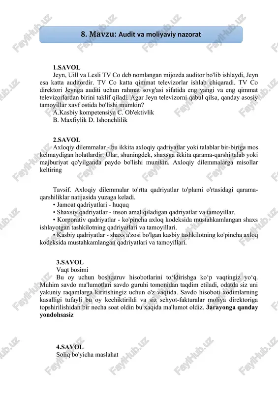 audit va moliyaviy nazorat — DOCX