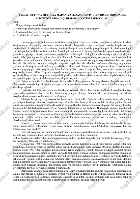 nutq va mutolaa madaniyati — DOCX