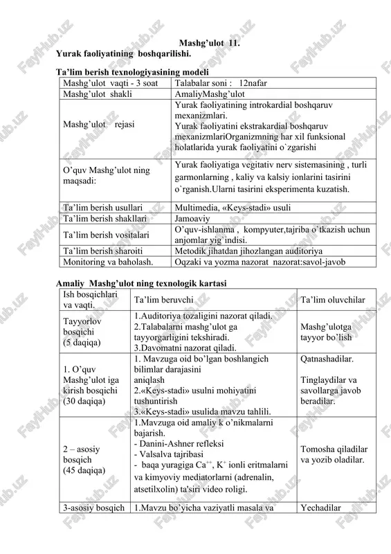 yurak faoliyatining boshqarilishi — DOCX