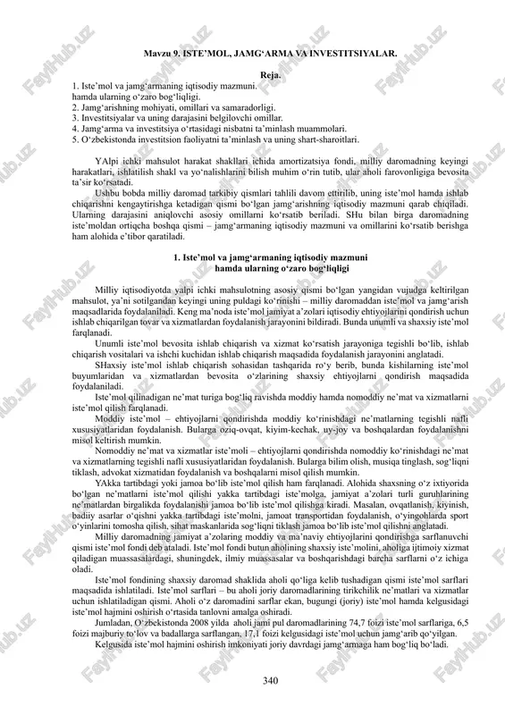 iste’mol, jamg‘arma va investitsiyalar — DOCX