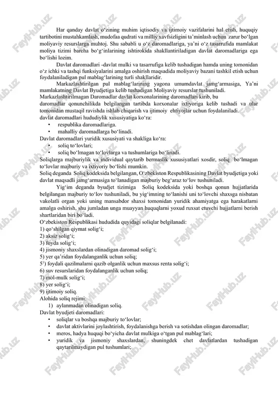 davlat daromadlari — DOCX