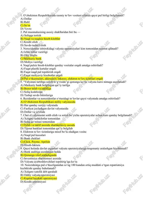 valyuta operatsiyalari — DOCX