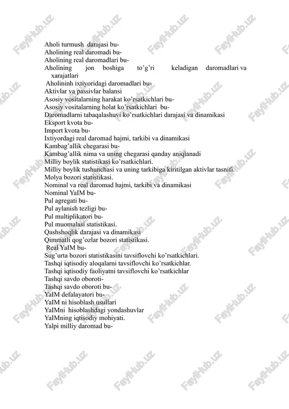 aholi pul daromadlari — DOCX