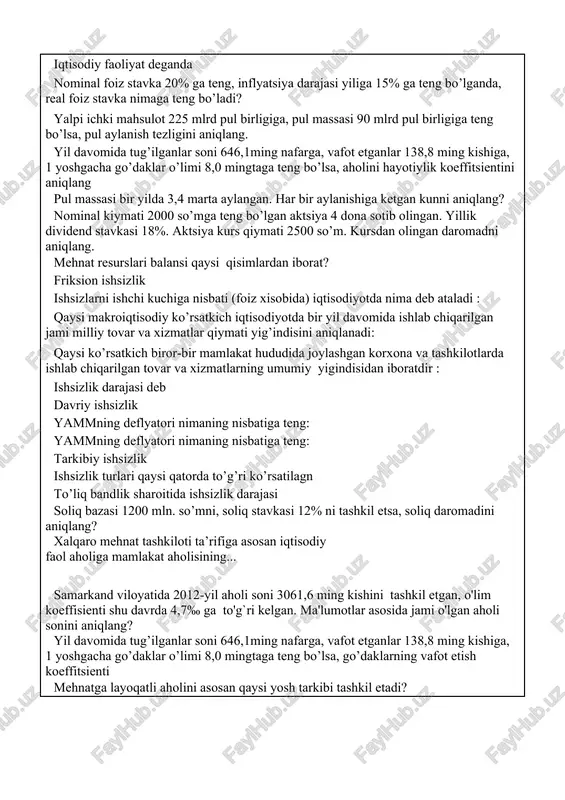 nominal va real foiz stavkalari — DOCX