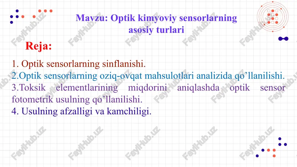 optik kimyoviy sensorlarning asosiy turlari — PPTX