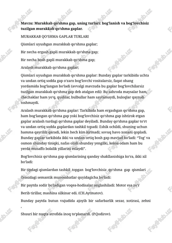 murakkab qo‘shma gaplar — DOCX