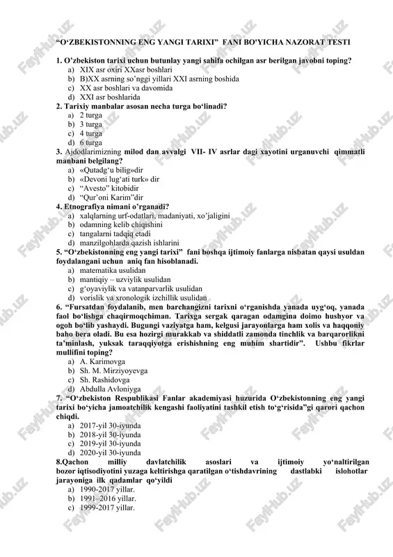 o‘zbekistonning eng yangi tarixi — DOCX