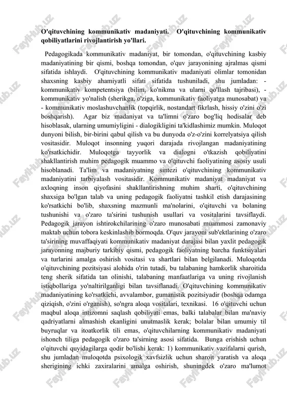 o'qituvchining kommunikativ madaniyati — DOCX