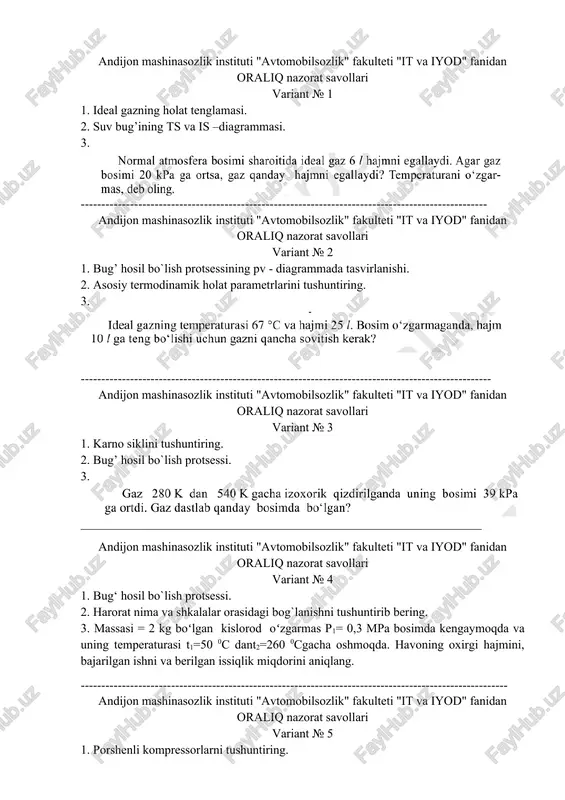 oraliq nazorat savollari variant № 1 — DOCX