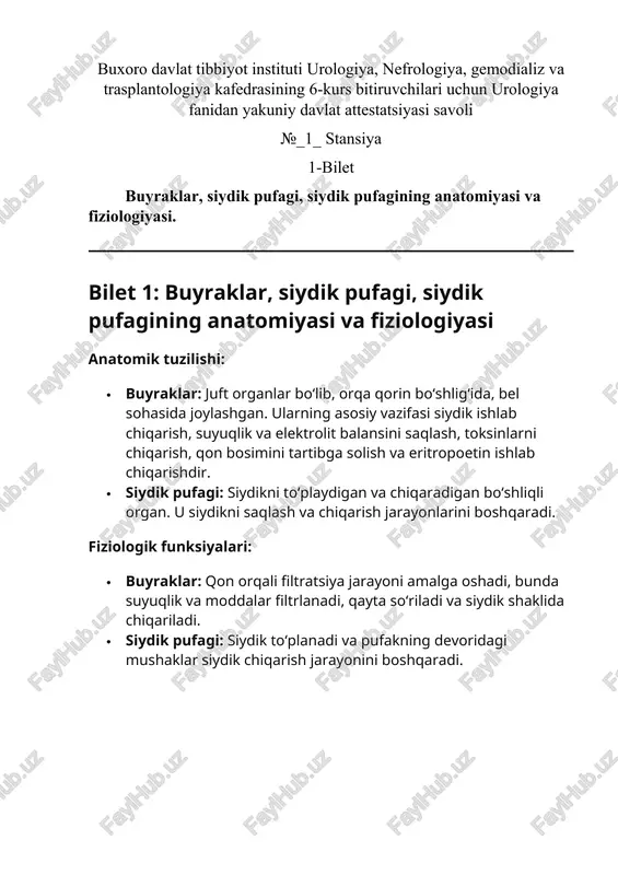 urologiya fanidan yakuniy davlat attestatsiyasi savoli — DOCX