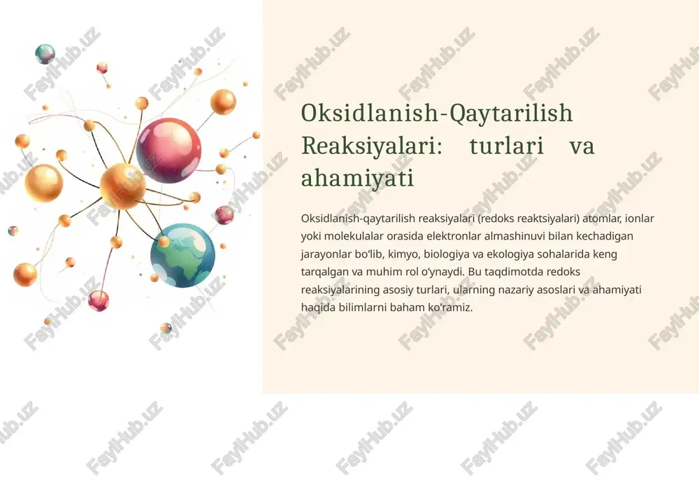 oksidlanish-qaytarilish reaksiyalari: tur va ahmiyati — PPTX