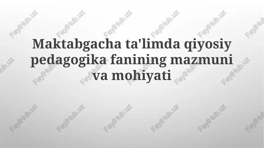 taqqoslash pedagogikasi — PPTX