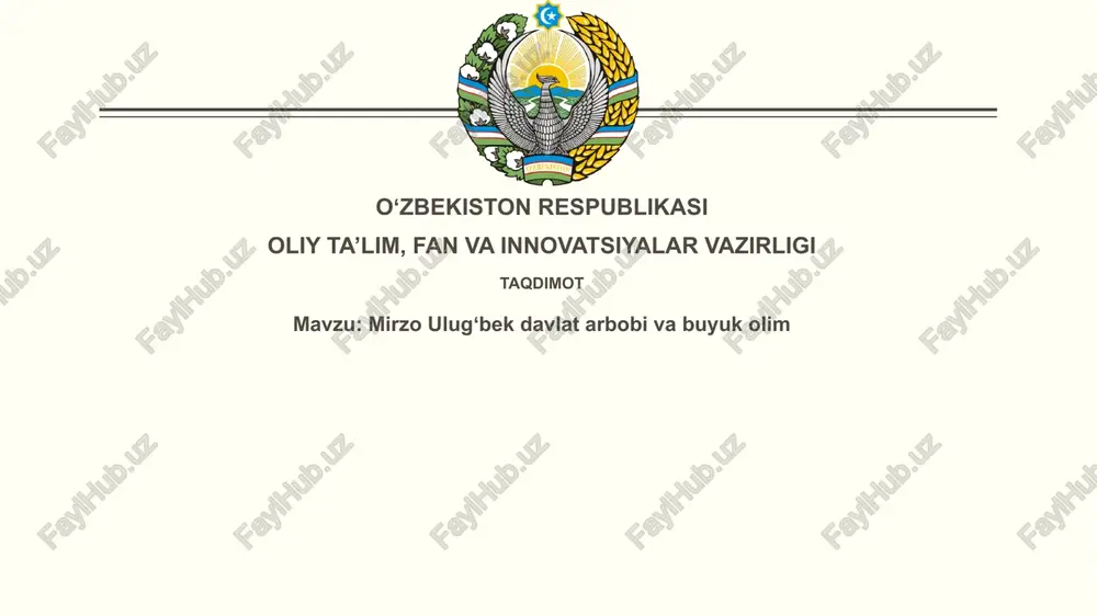 mirzo ulugʻbek – davlat arbobi — PPTX