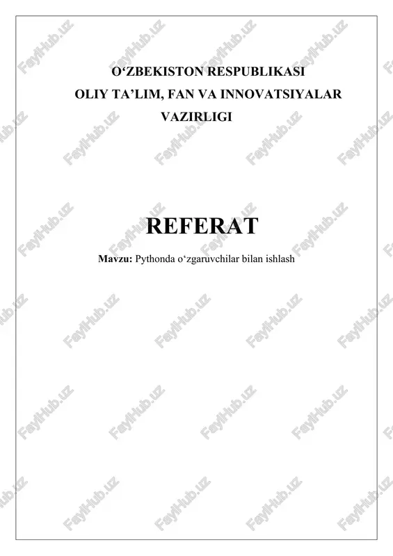 pythonda o‘zgaruvchilar bilan ishlash — DOCX