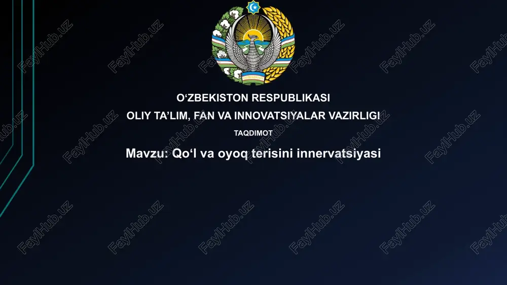 qo‘l va oyoq terisini innervatsiyasi — PPTX