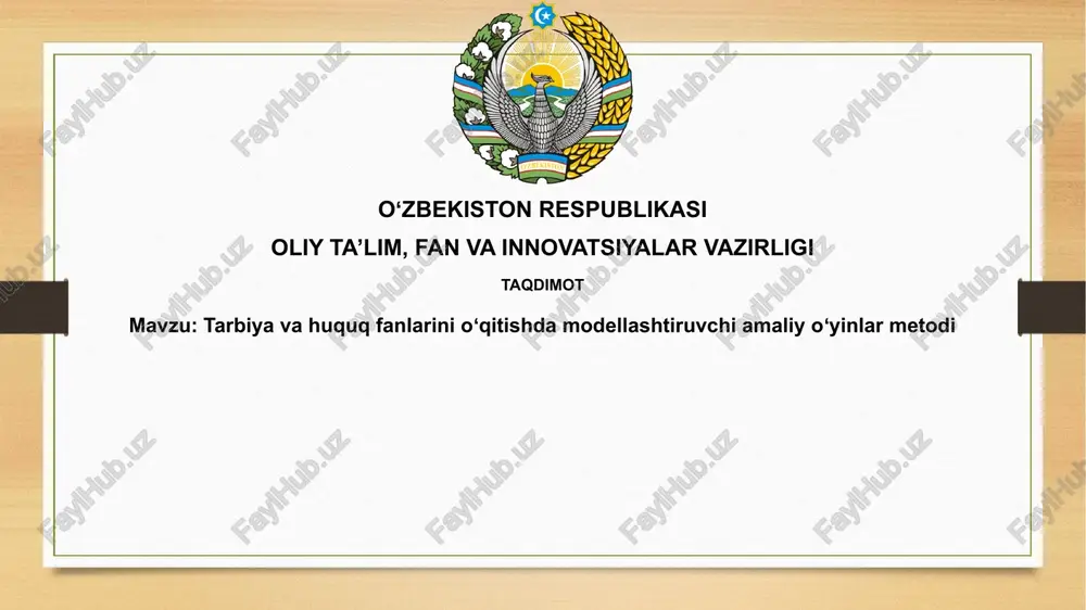 amaliy o'yinlarni modellashtirish usuli — PPTX