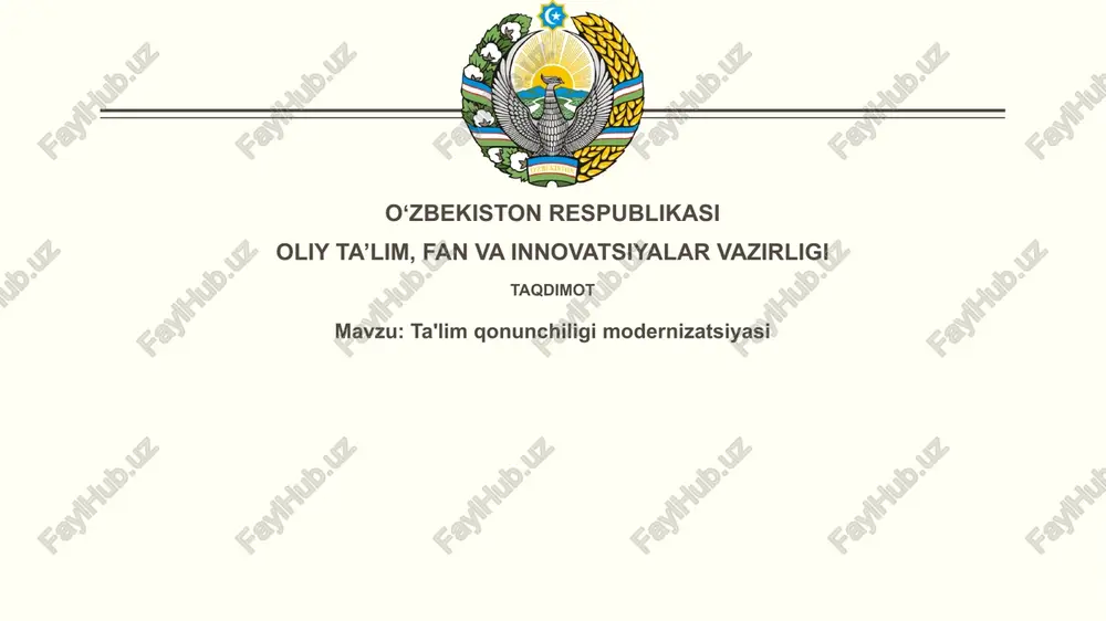 ta'lim qonunchiligimodernizatsiyasi — PPTX