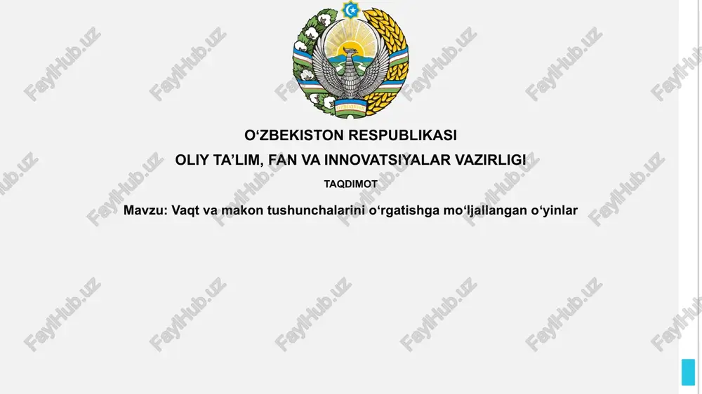 vaqt va fazoni birlashtiruvchi o'yinlar — PPTX