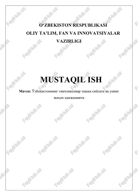 o'zbekistonning tashqi siyosati — DOCX