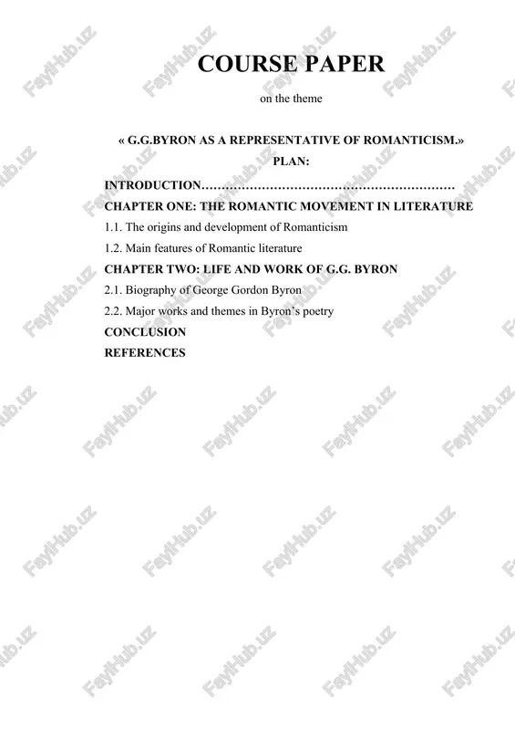g.g. byron as a representative of romanticism — DOCX