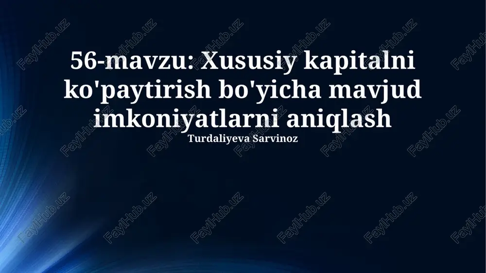 kapitalni oshirish bo'yicha imkoniyatlar — PPTX