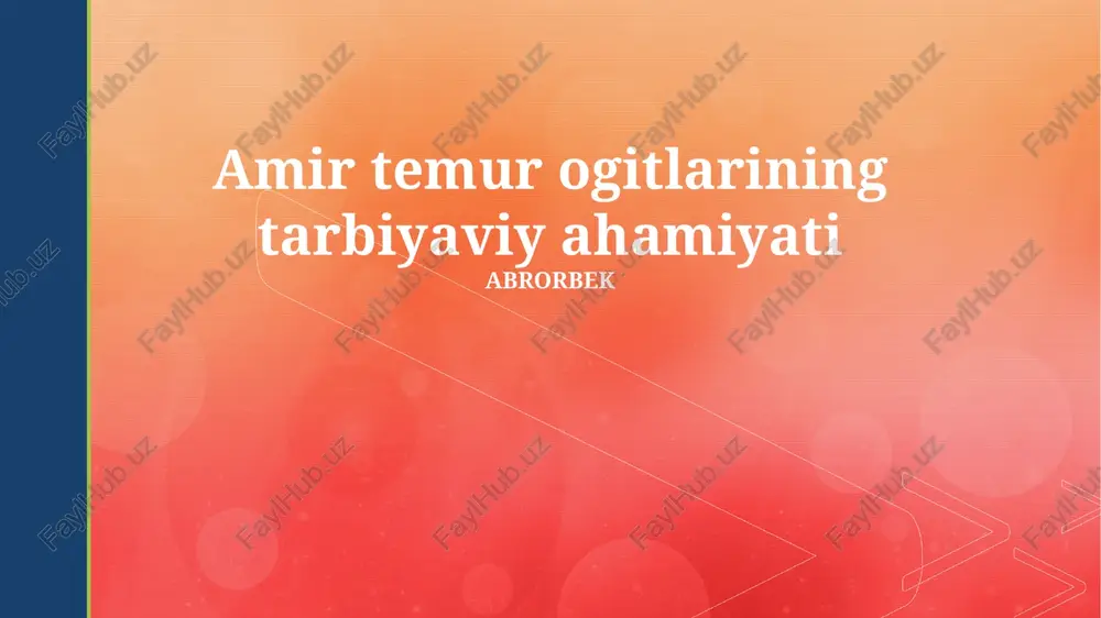 amir temur: hayot yo'li va merosi — PPTX