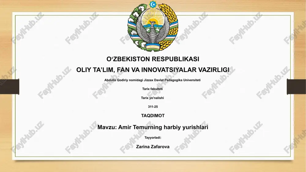 amir temurning harbiy yurishlari — PPTX