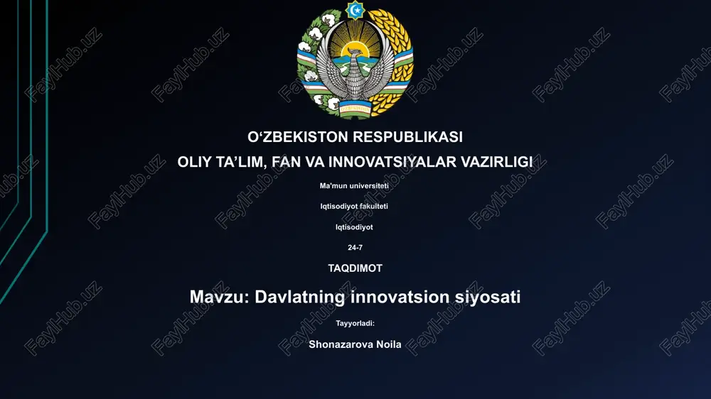 davlatning innovatsion siyosati — PPTX
