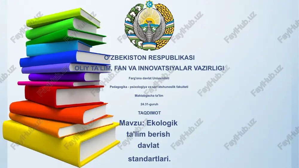 ekologik ta'lim berish davlat standartlari — PPTX
