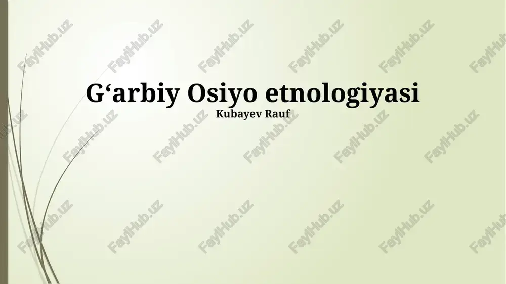 gʻarbiy osiyo etnologiyasi — PPTX