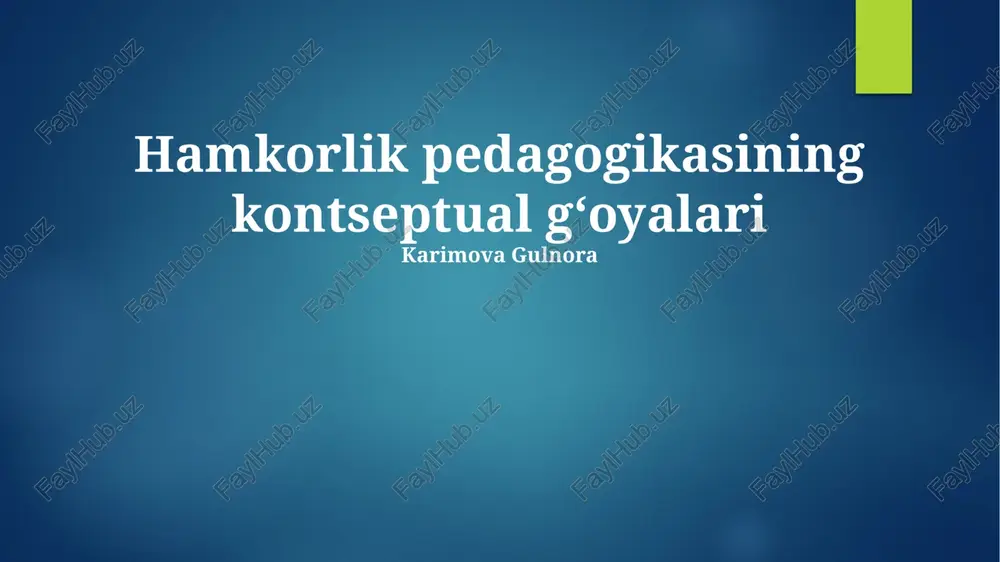 hamkorlik pedagogikasining kontseptual gʻoyalari — PPTX