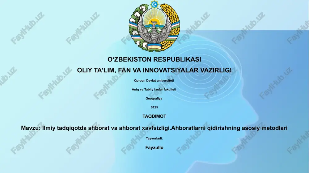 ilmiy tadqiqotda ahborat va ahborat xavfsizligi — PPTX