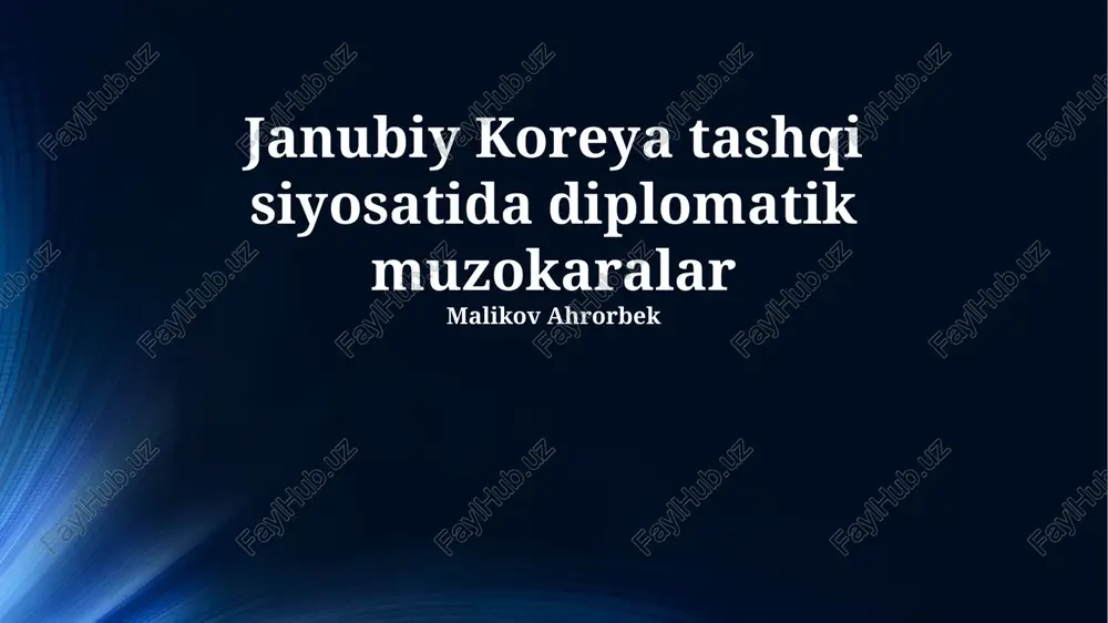 janubiy koreya tashqi siyosatida diplomatik muzokaralar — PPTX