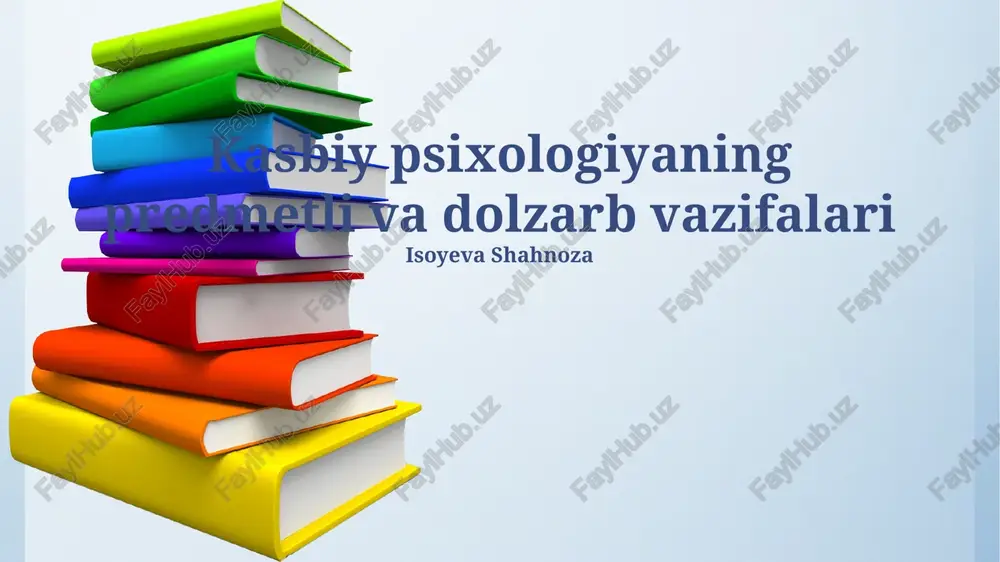 professional psixologiyaning predmeti va vazifalari — PPTX