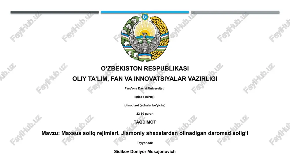 maxsus soliq rejimlari — PPTX