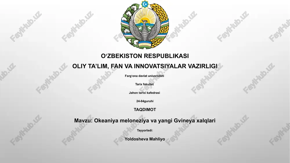 okeaniya meloneziya va yangi gvineya xalqlari — PPTX