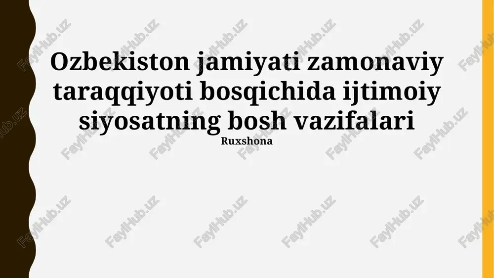 ijtimoiy siyosatning bosh vazifalari — PPTX
