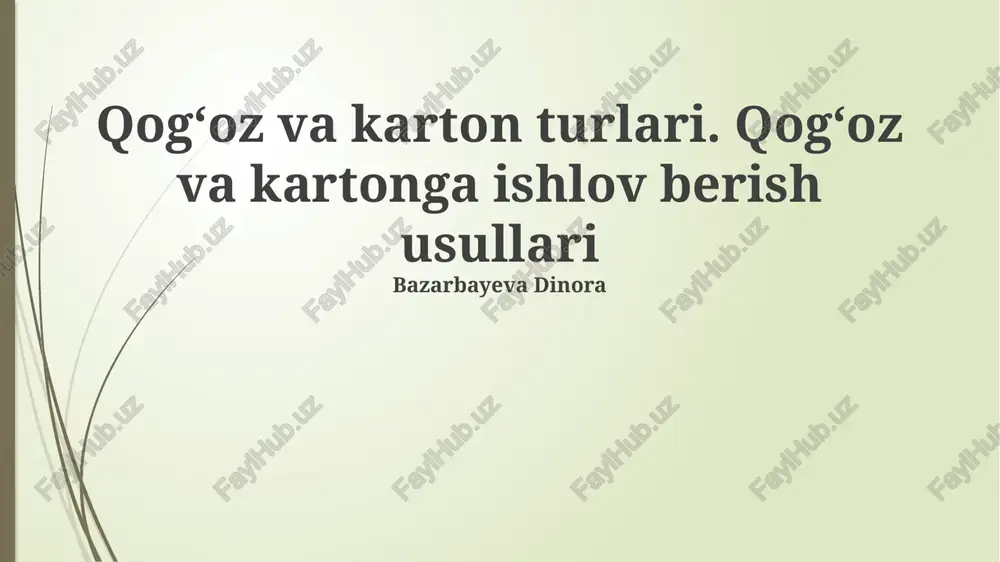 qog'oz va karton turlari — PPTX