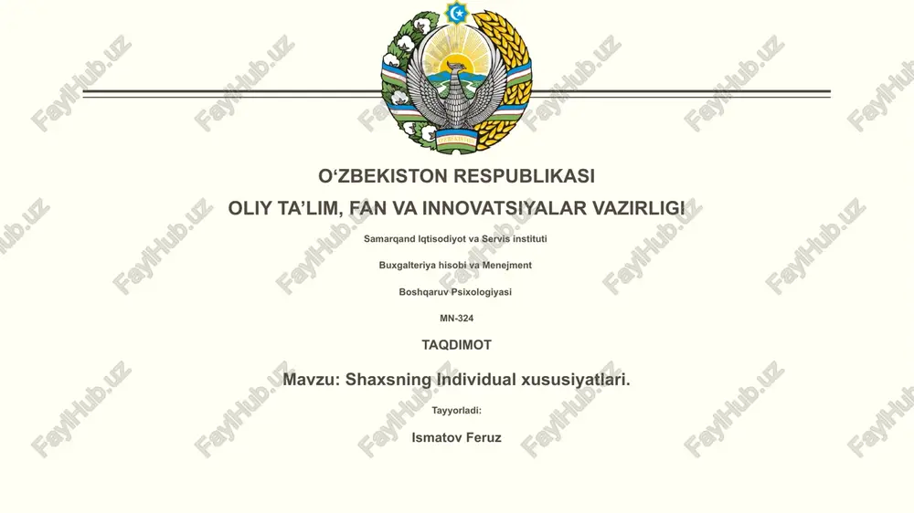 shaxsiyatning asosiy xususiyatlari — PPTX
