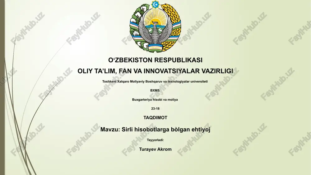 maxfiylik hisobotlari — PPTX